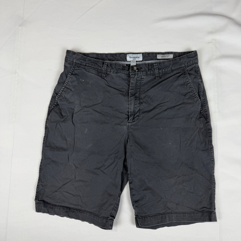 Goodfellow & Co Linden Shorts Mens 32 Gray Flat Front Chino 10.5 Inseam Charcoal